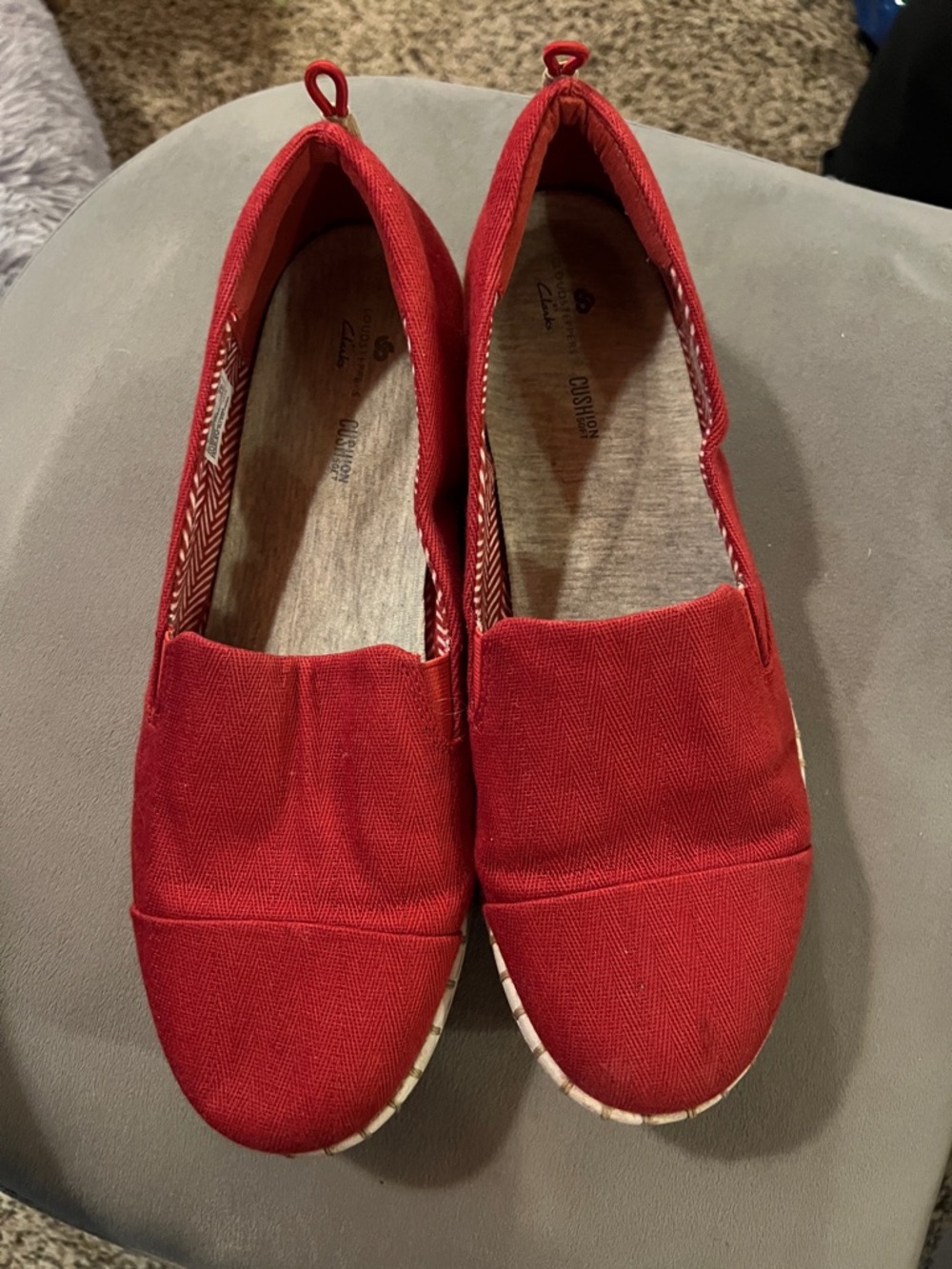 Red Slip-On Canvas Flats